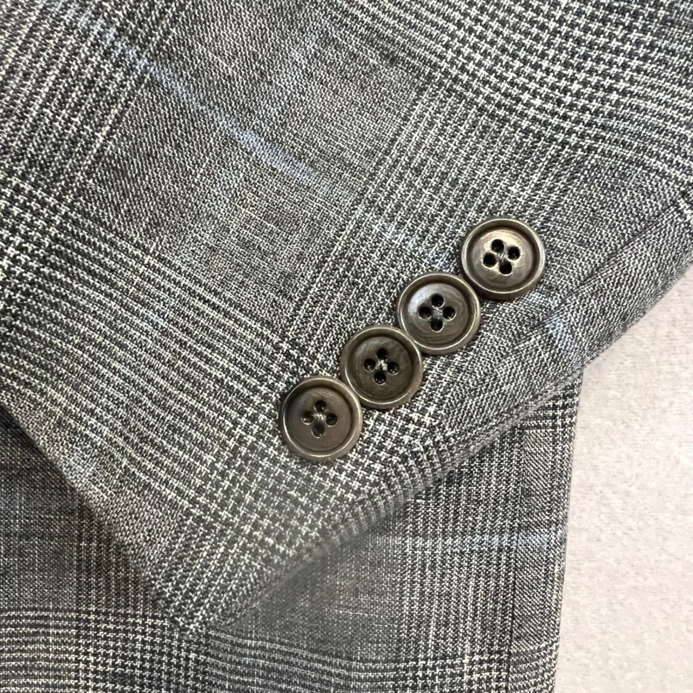 Ermenegildo Zegna Roma Fit Sport Coat Gray Plaid Linen Wool Silk 52L IT/42L US - Picture 4 of 10